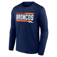 Denver Broncos On Side Stripe Team Long Sleeve T-Shirt - Navy T-shirts