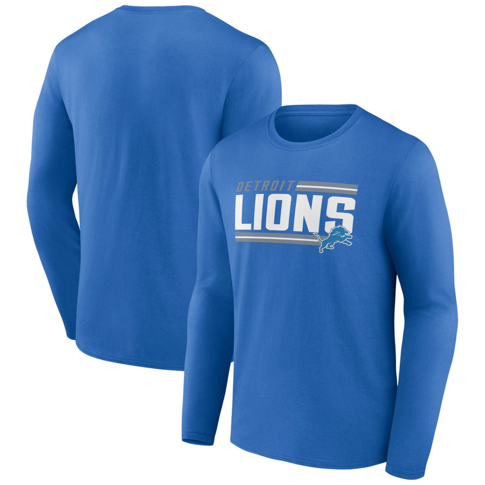 Detroit Lions On Side Stripe Team Long Sleeve T-Shirt - Blue T-shirts