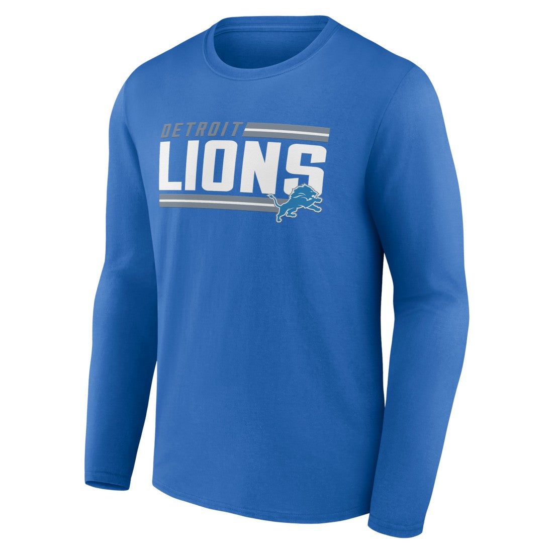 Detroit Lions On Side Stripe Team Long Sleeve T-Shirt - Blue T-shirts