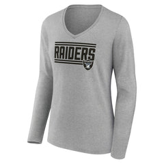 Las Vegas Raiders Women's On Side Stripe Long Sleeve V-Neck T-Shirt - Gray T-shirts