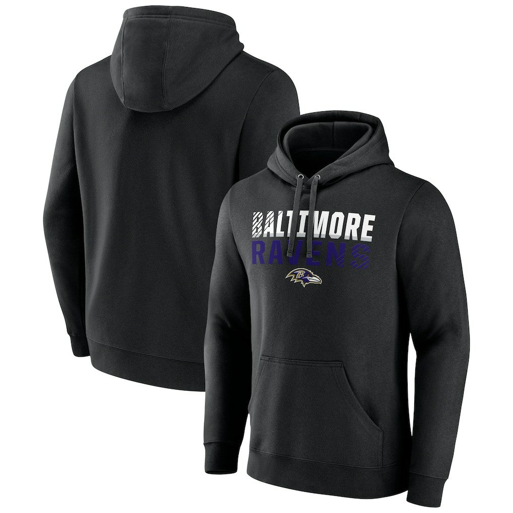 Baltimore Ravens Team Fade Out Fitted Pullover Hoodie - Black Hoodies