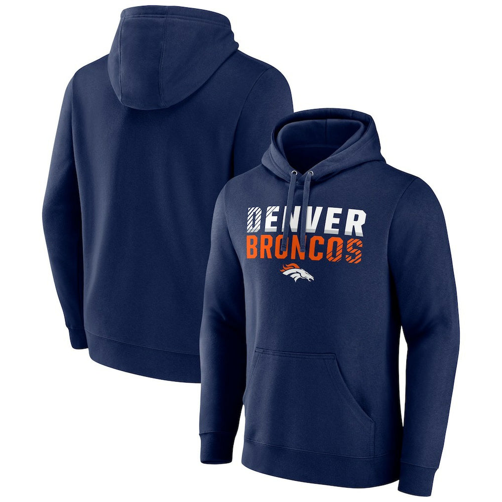 Denver Broncos Team Fade Out Fitted Pullover Hoodie - Navy Hoodies