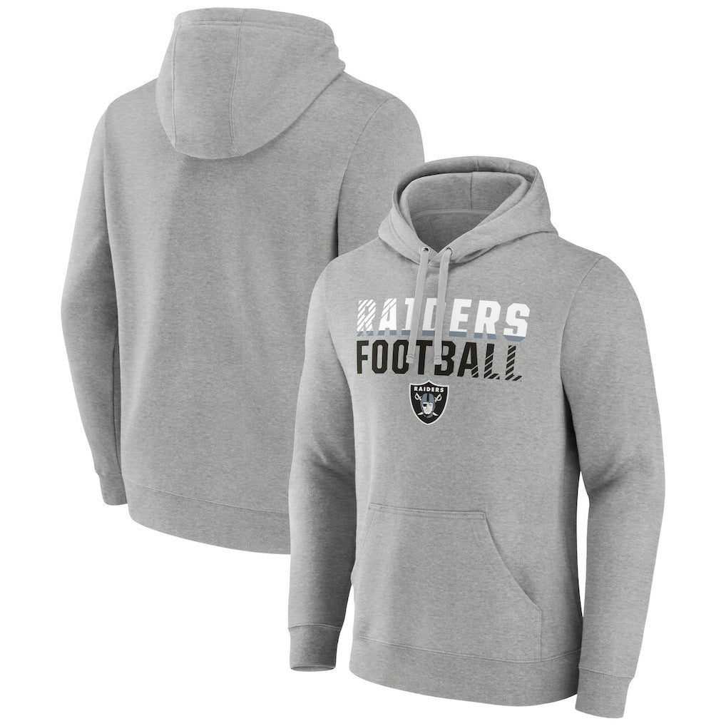 Las Vegas Raiders Team Fade Out Fitted Pullover Hoodie - Heather Gray Hoodies