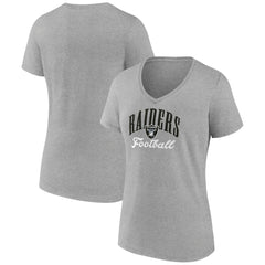 Las Vegas Raiders Women's Victory Script V-Neck T-Shirt - Heather Gray T-shirts