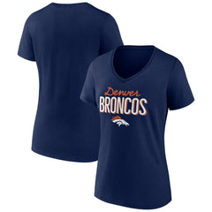 Denver Broncos Women's Nostalgia V-Neck T-Shirt - Navy T-shirts