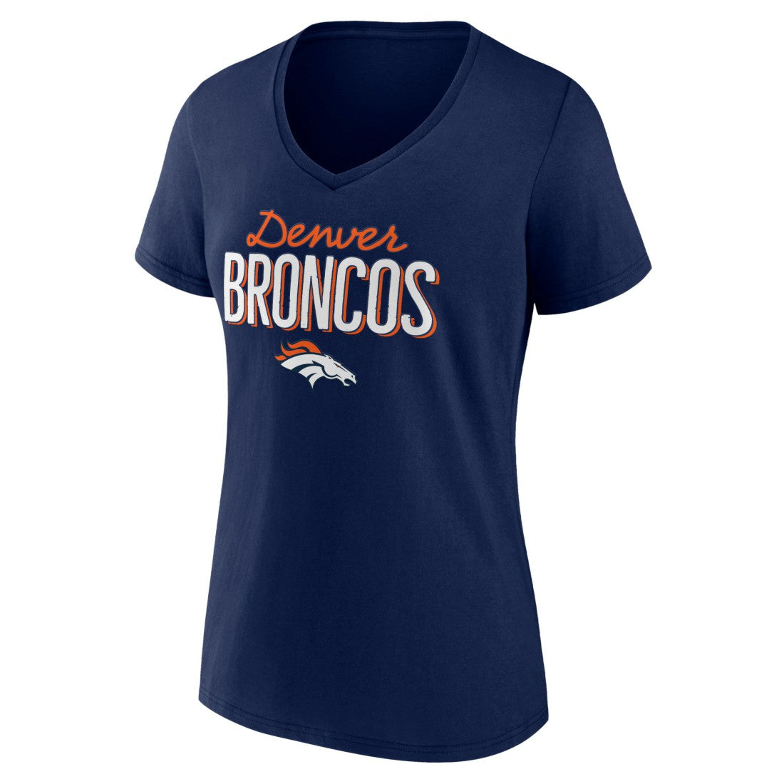 Denver Broncos Women's Nostalgia V-Neck T-Shirt - Navy T-shirts