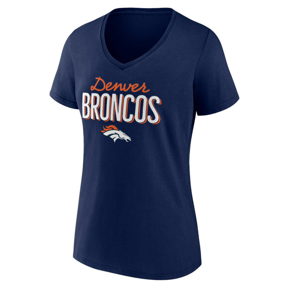 Denver Broncos Women's Nostalgia V-Neck T-Shirt - Navy T-shirts