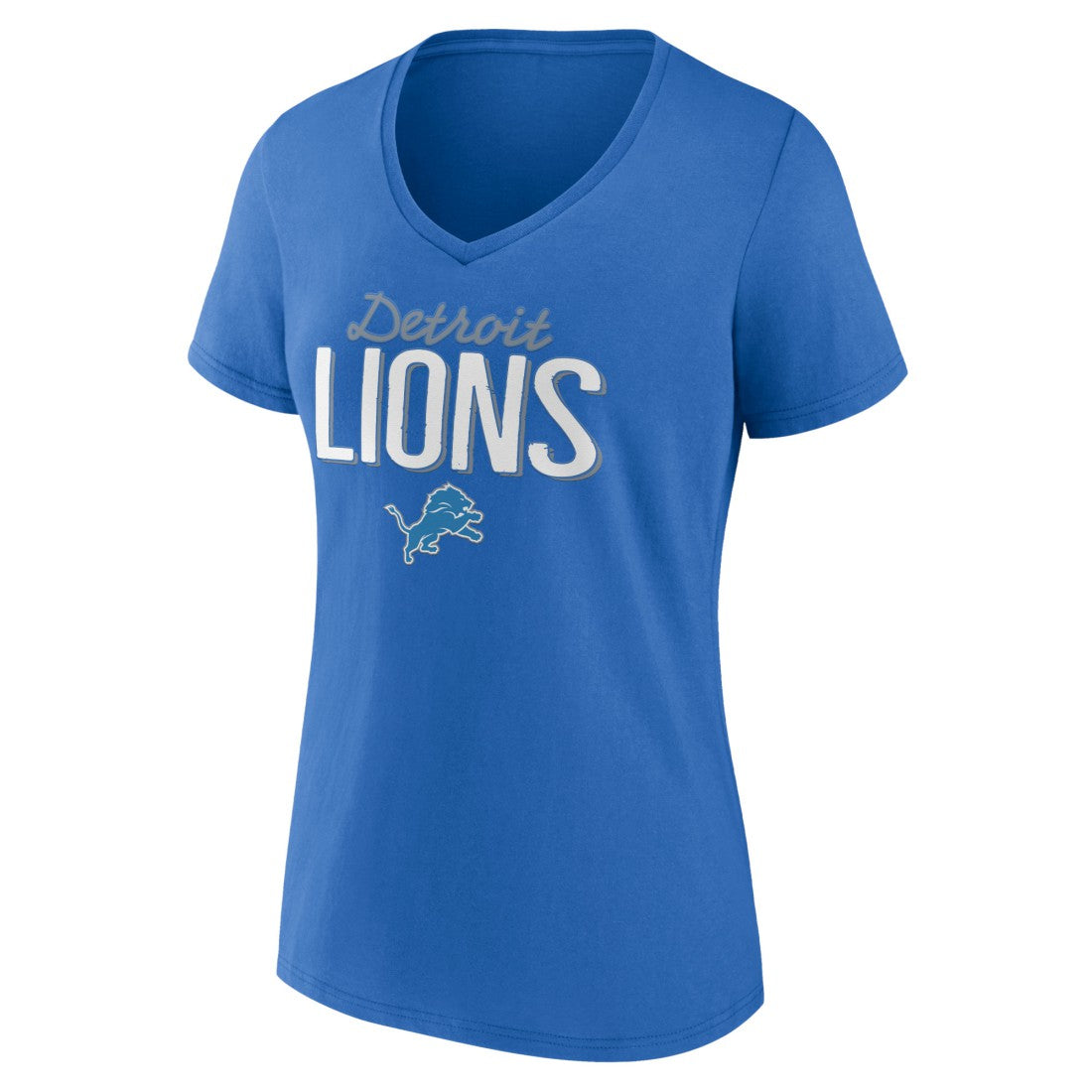 Detroit Lions Women's Nostalgia V-Neck T-Shirt - Blue T-shirts