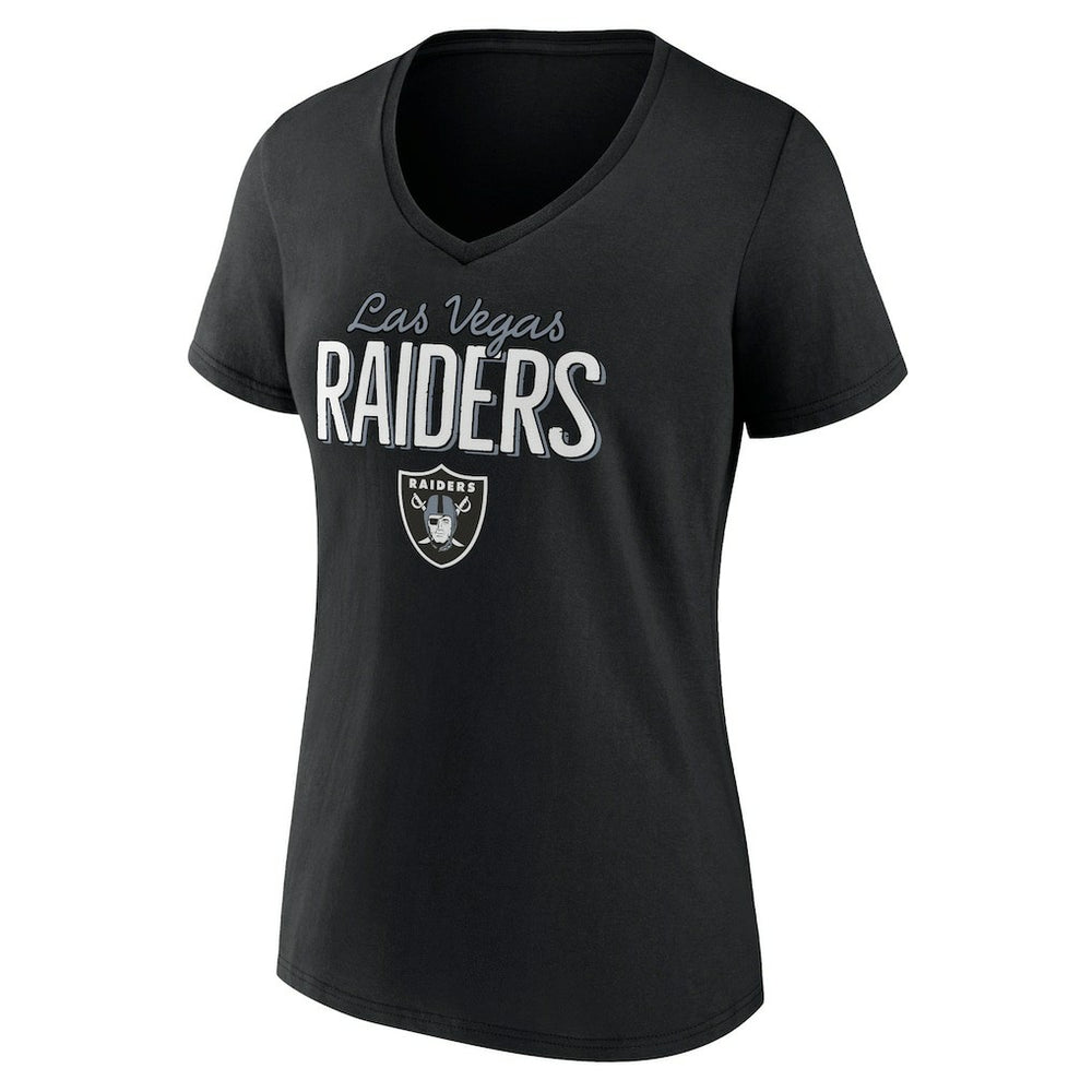 Las Vegas Raiders Women's Nostalgia V-Neck T-Shirt - Black T-shirts