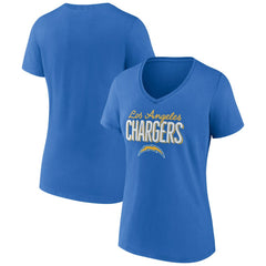 Los Angeles Chargers Women's Nostalgia V-Neck T-Shirt - Powder Blue T-shirts