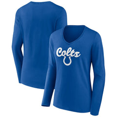 Indianapolis Colts Women's Freehand Team Long Sleeve V-Neck T-Shirt - Royal T-shirts