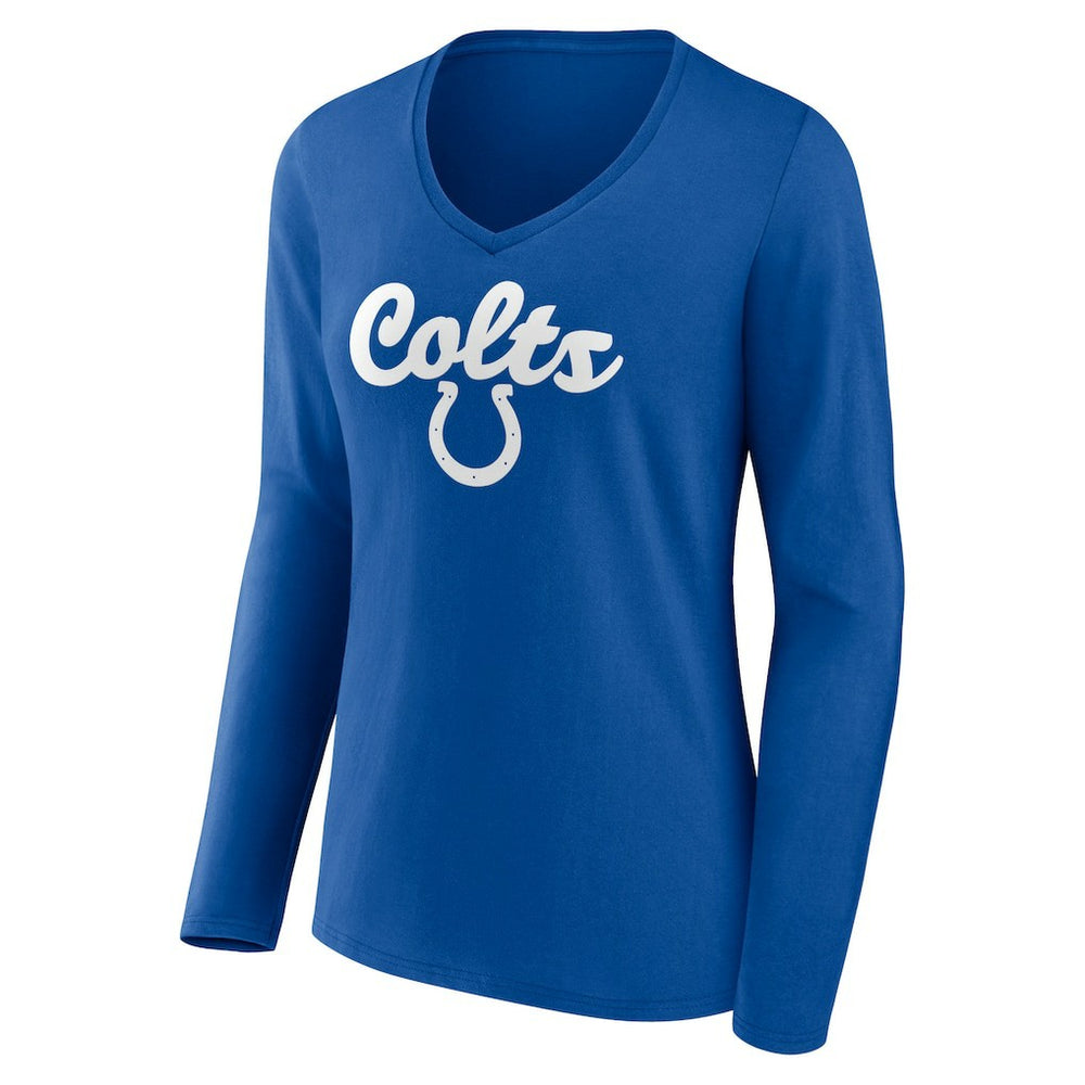 Indianapolis Colts Women's Freehand Team Long Sleeve V-Neck T-Shirt - Royal T-shirts