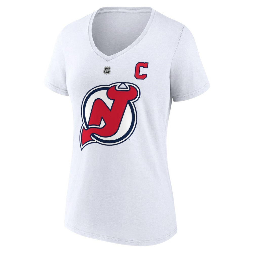 Nico Hischier New Jersey Devils Fanatics Women's Special Edition 2.0 Name & Number V-Neck T-Shirt - White | US 5079597
