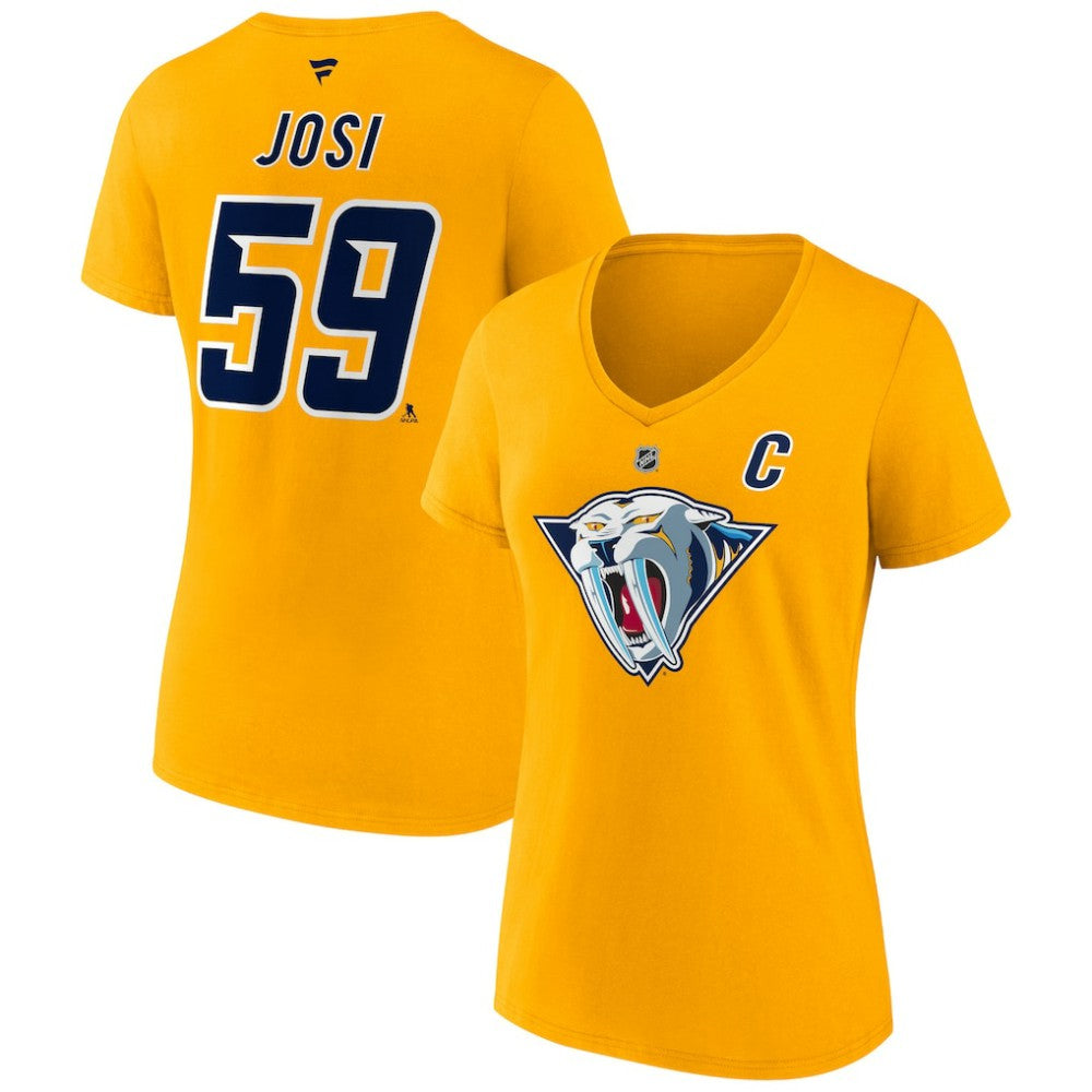 Roman Josi Nashville Predators Fanatics Women's Special Edition 2.0 Name & Number V-Neck T-Shirt - Yellow | US 5079635