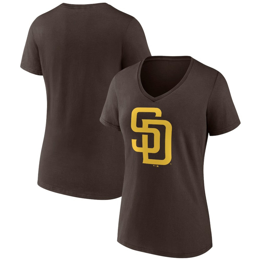 San Diego Padres Women's Official Logo V-Neck T-Shirt - Brown T-shirts