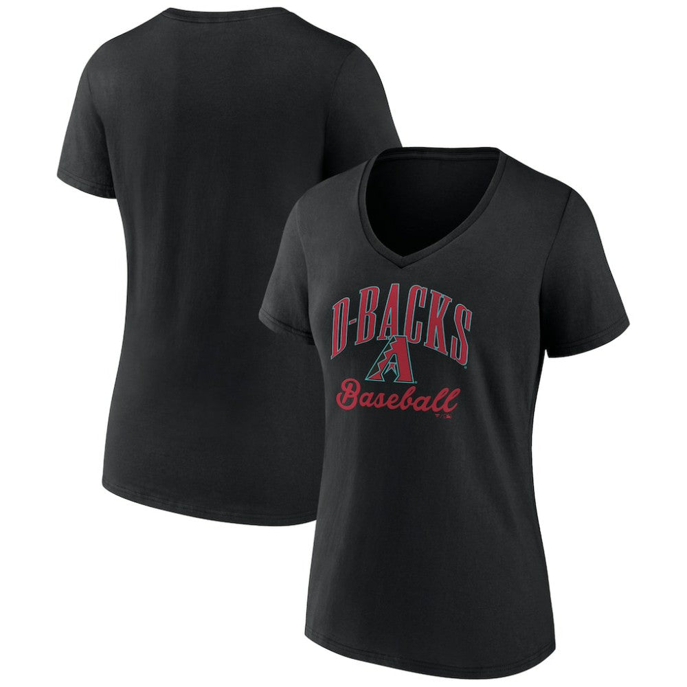 Arizona Diamondbacks Women's Victory Script Team V-Neck T-Shirt - Black T-shirts