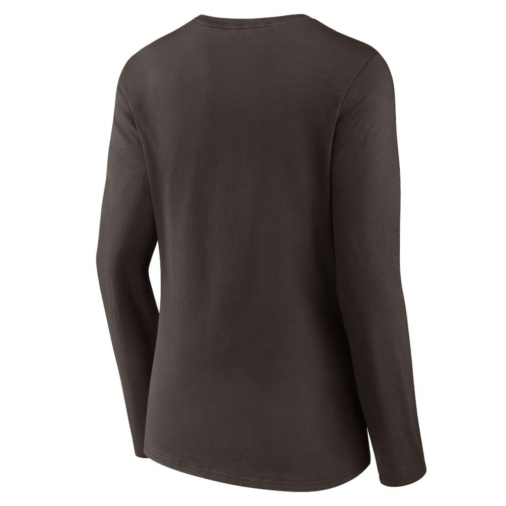 San Diego Padres Women's Victory Script Long Sleeve V-Neck T-Shirt - Brown T-shirts