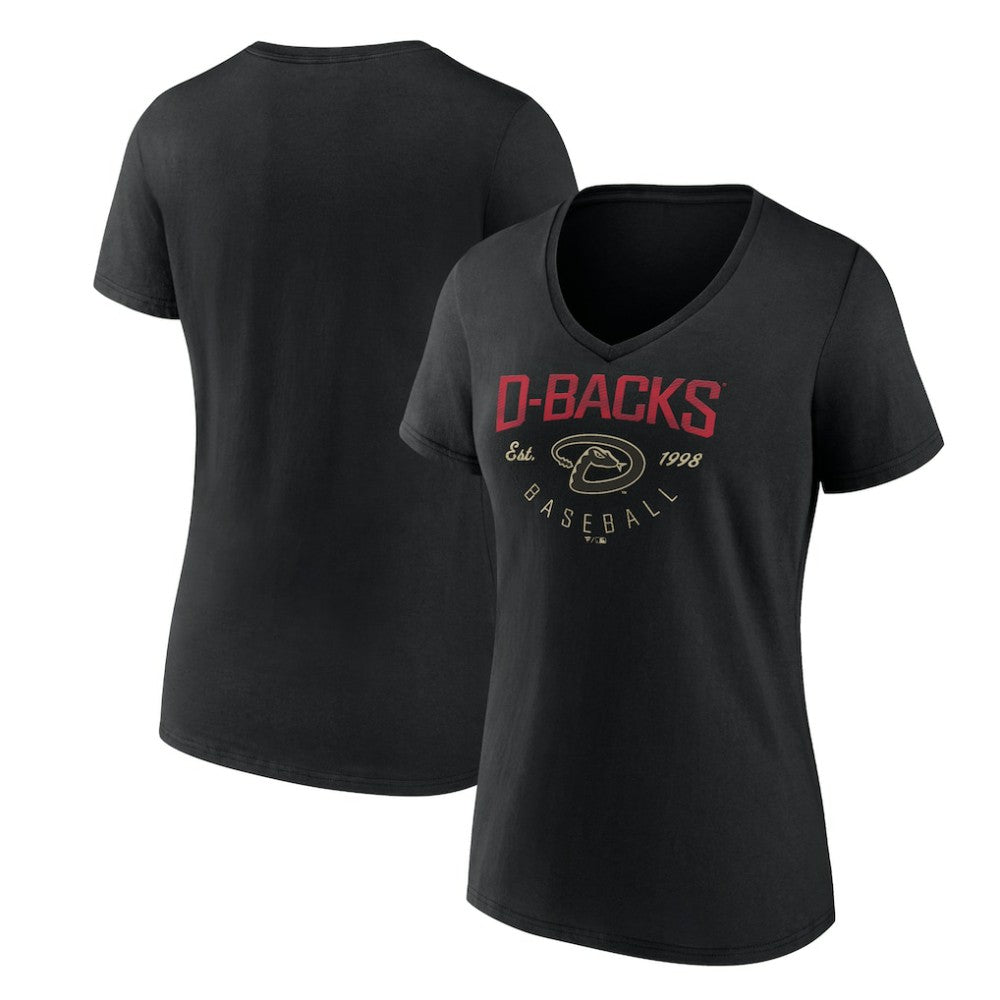 Arizona Diamondbacks Women's Live For It Team V-Neck T-Shirt - Black T-shirts