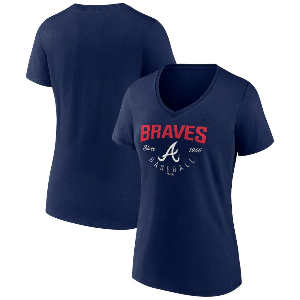 Atlanta Braves Women's Live For It Team V-Neck T-Shirt - Navy T-shirts
