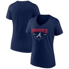 Atlanta Braves Women's Live For It Team V-Neck T-Shirt - Navy T-shirts