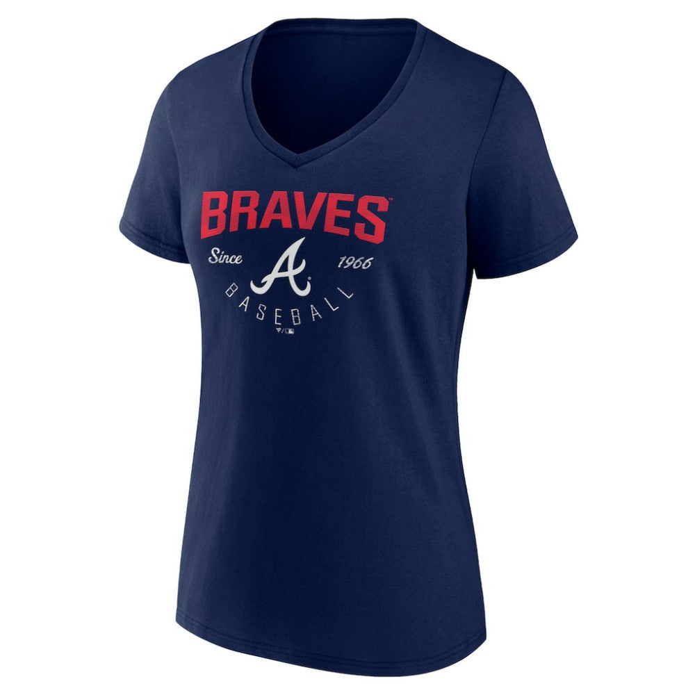 Atlanta Braves Women's Live For It Team V-Neck T-Shirt - Navy T-shirts