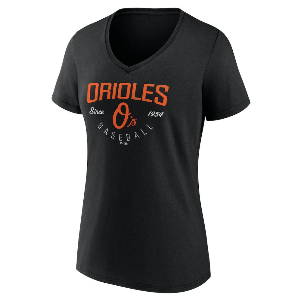 Baltimore Orioles Women's Live For It Team V-Neck T-Shirt - Black T-shirts