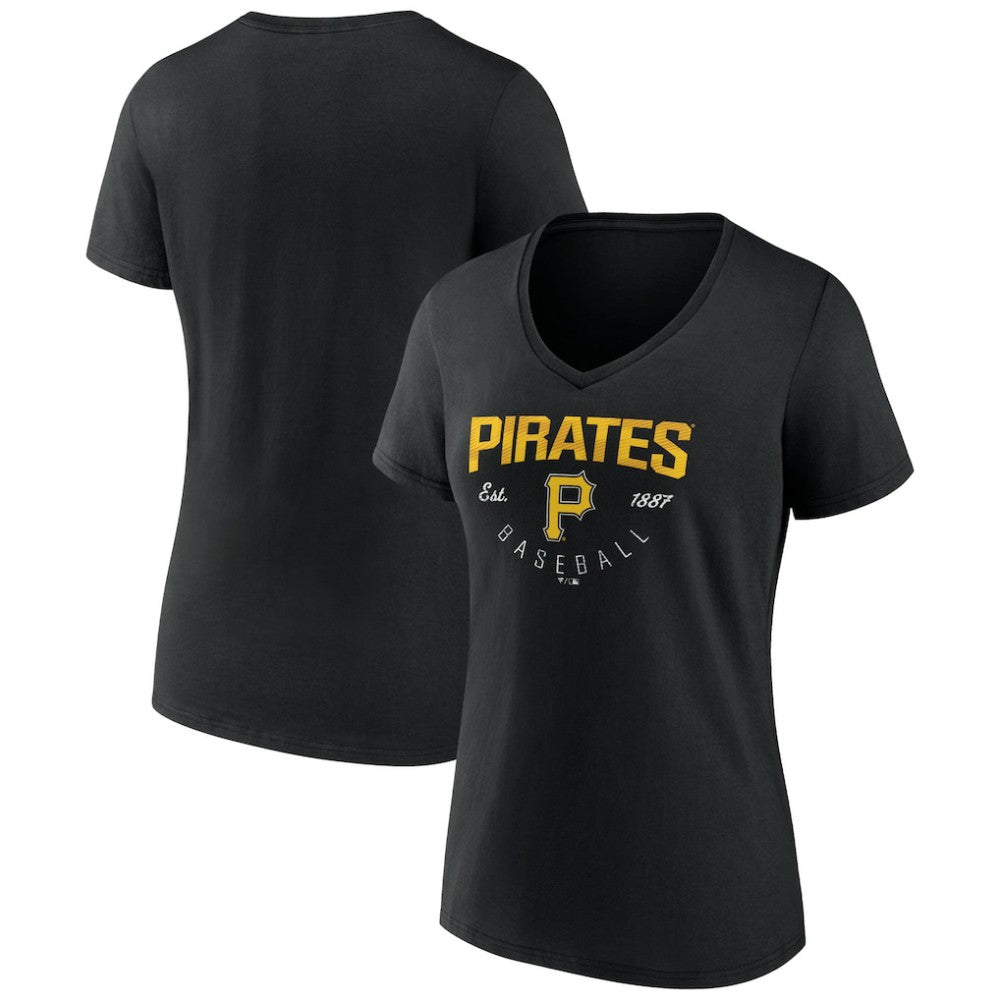 Pittsburgh Pirates Women's Live For It Team V-Neck T-Shirt - Black T-shirts