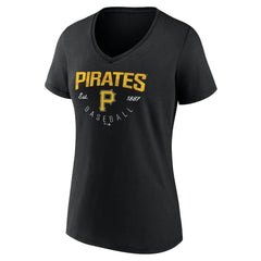 Pittsburgh Pirates Women's Live For It Team V-Neck T-Shirt - Black T-shirts