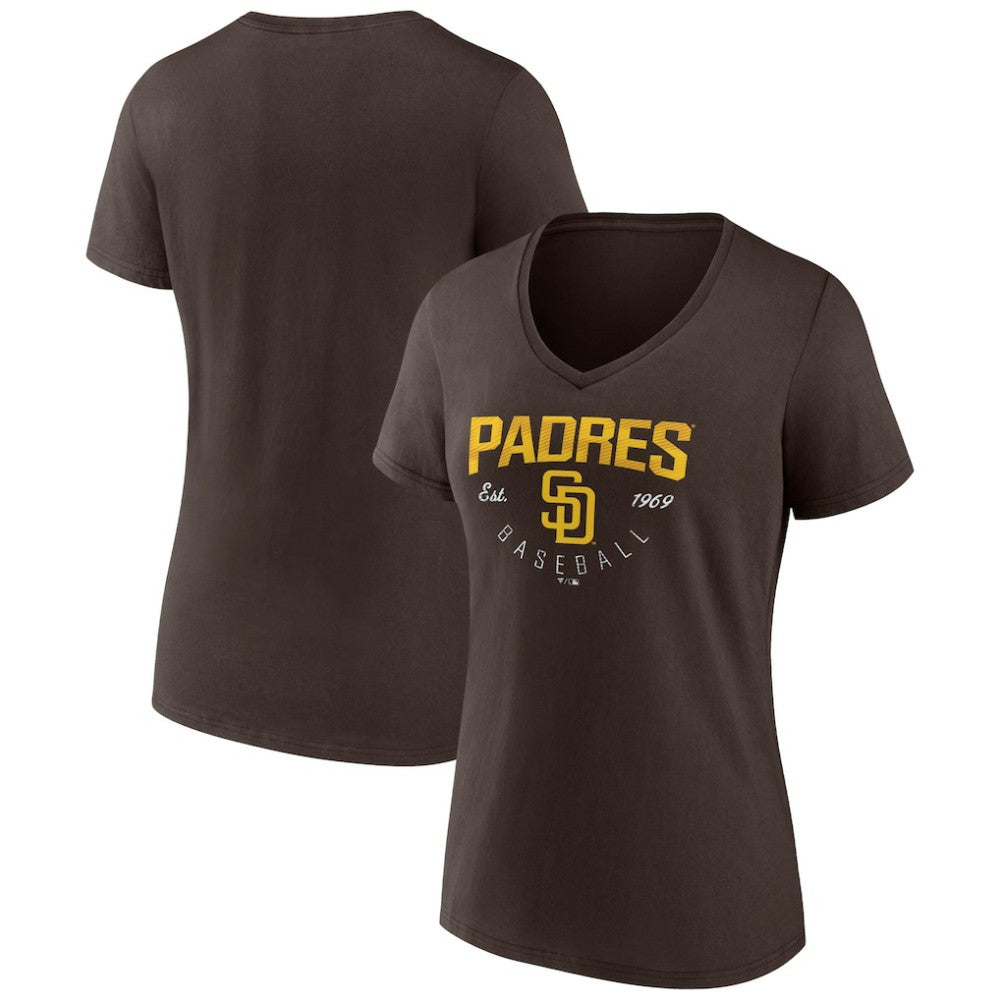 San Diego Padres Women's Live For It Team V-Neck T-Shirt - Brown T-shirts
