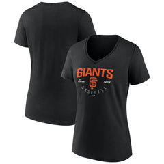 San Francisco Giants Women's Live For It Team V-Neck T-Shirt - Black T-shirts