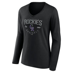 Colorado Rockies Women's Live For It Long Sleeve Long Sleeve V-Neck T-Shirt - Black T-shirts