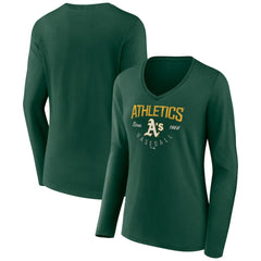 Athletics Women's Live For It Long Sleeve Long Sleeve V-Neck T-Shirt - Green T-shirts