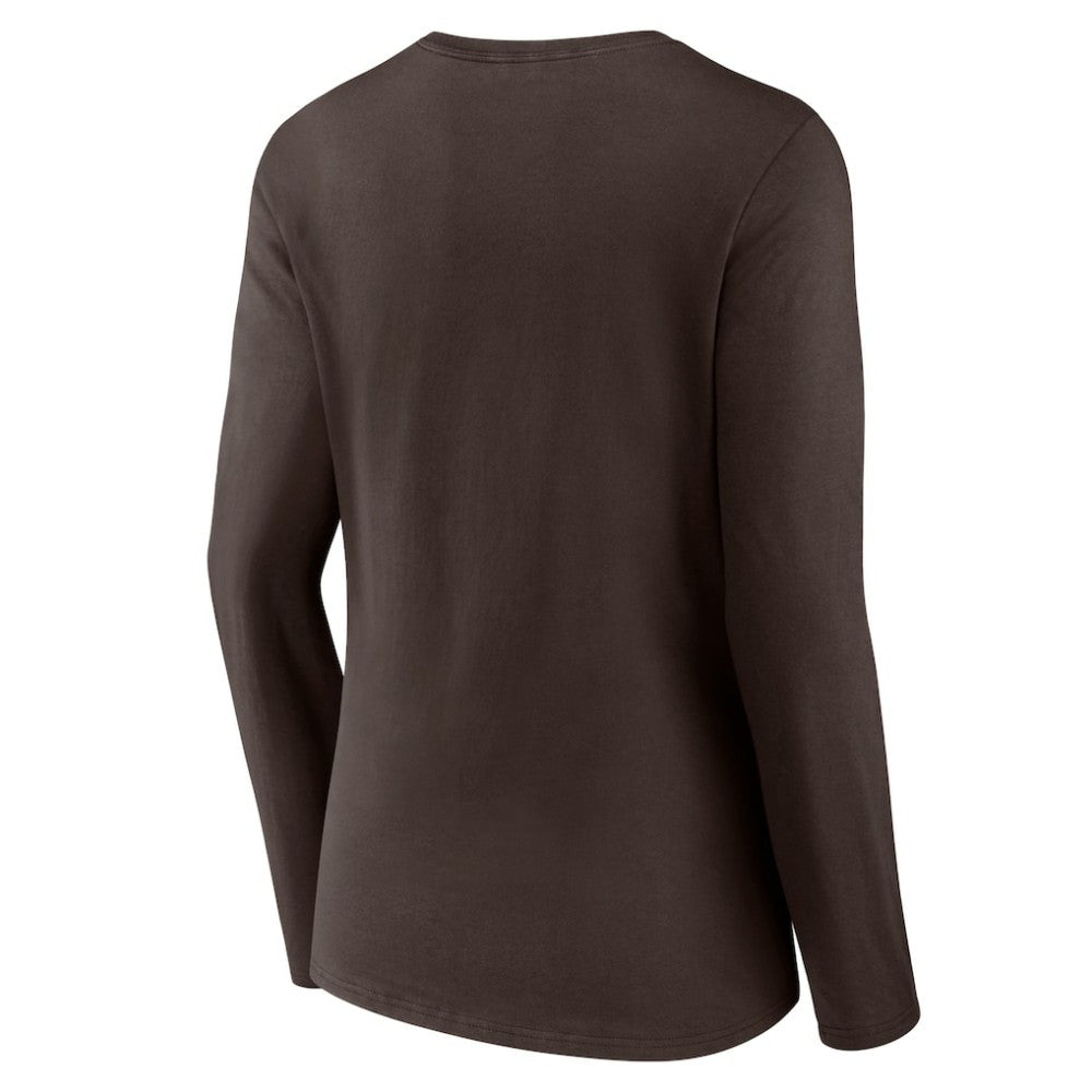 San Diego Padres Women's Live For It Long Sleeve Long Sleeve V-Neck T-Shirt - Brown T-shirts