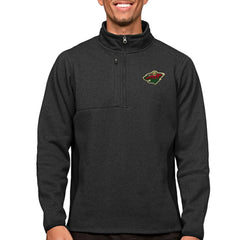 Minnesota Wild Antigua Course Quarter-Zip Pullover Top - Heather Black | US 5082381
