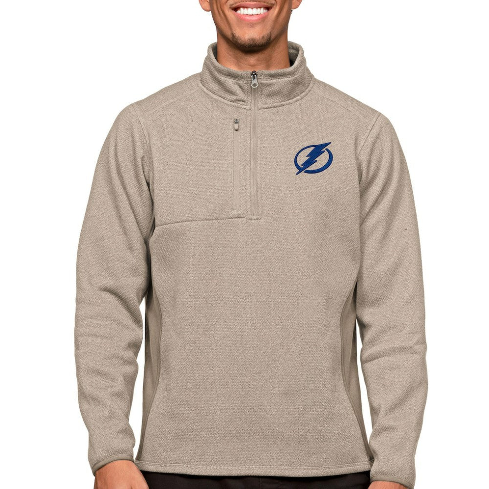 Tampa Bay Lightning Antigua Course Quarter-Zip Pullover Top - Oatmeal | US 5082439