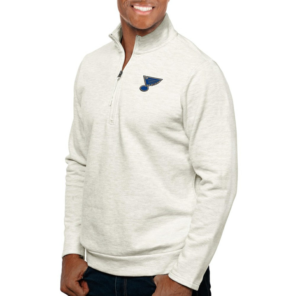 St. Louis Blues Antigua Gambit Quarter-Zip Pullover Top - Oatmeal | US 5082771