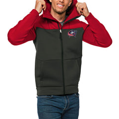 Columbus Blue Jackets Antigua Protect Full-Zip Hoodie - Red/Charcoal | US 5083150