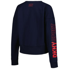 Atlanta Braves DKNY Sport Women's Lily V-Neck Pullover Sweatshirt - Navy Pullover