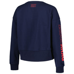 Cleveland Guardians DKNY Sport Women's Lily V-Neck Pullover Sweatshirt - Navy Pullover