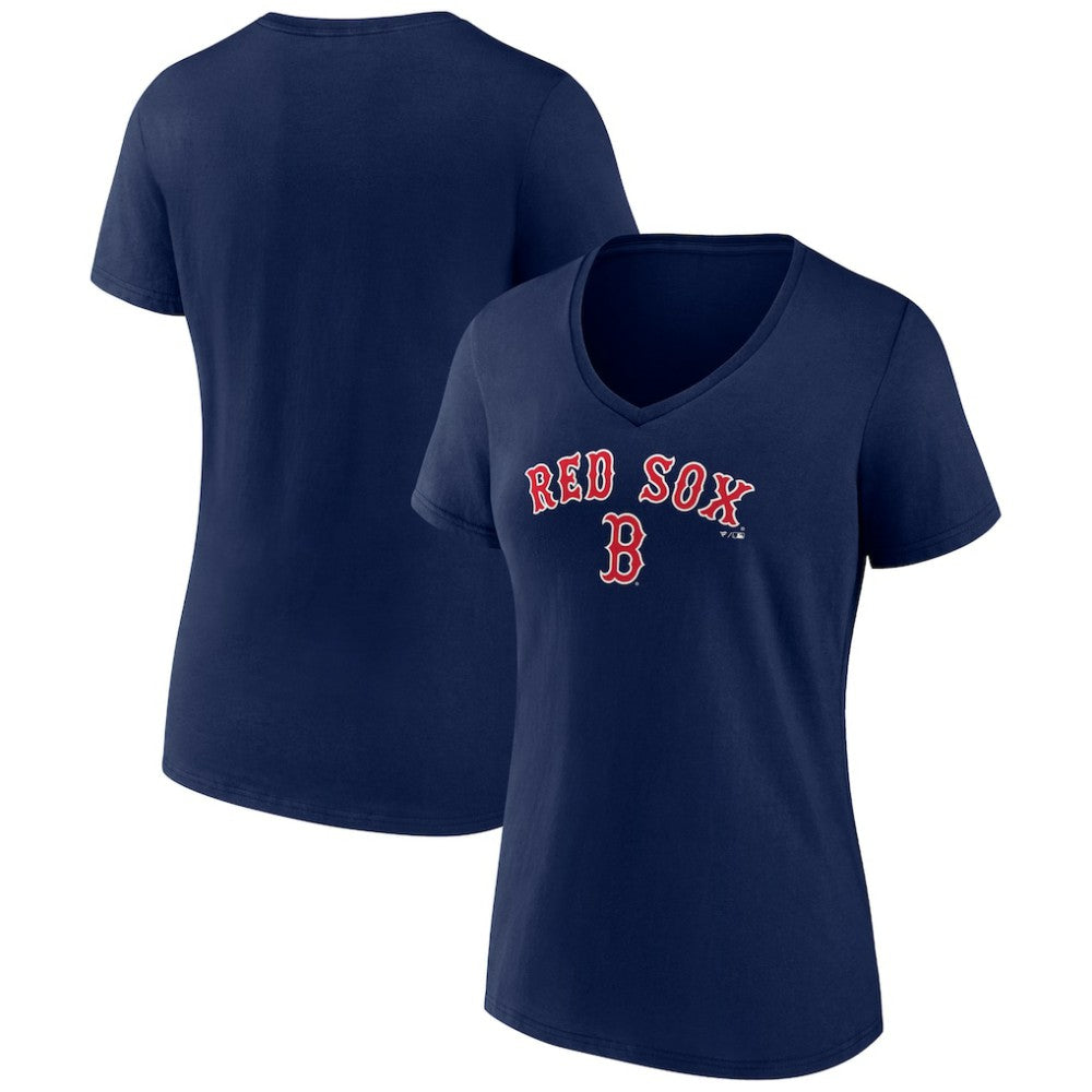 Boston Red Sox Women's Lockup V-Neck T-Shirt - Navy T-shirts