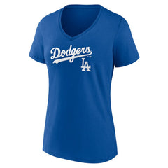 Los Angeles Dodgers Women's Lockup V-Neck T-Shirt - Royal T-shirts