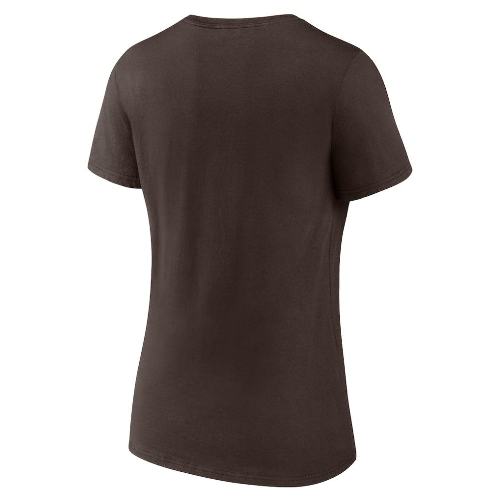San Diego Padres Women's Lockup V-Neck T-Shirt - Brown T-shirts