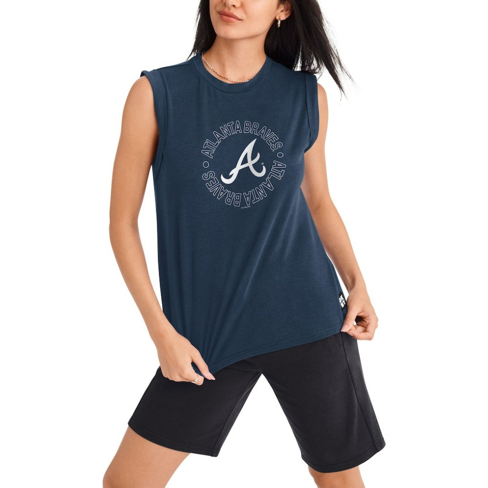 Atlanta Braves DKNY Sport Women's Madison Tri-Blend Tank Top - Navy Tanks