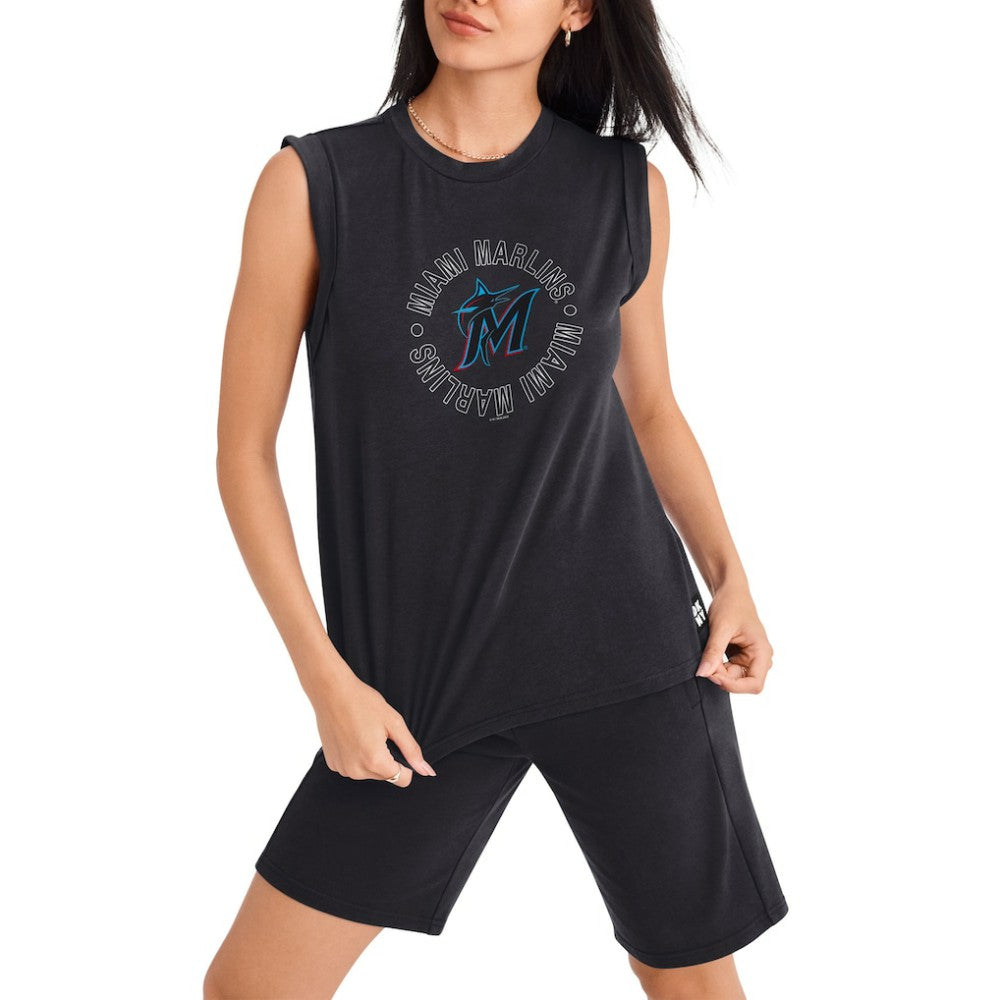 Miami Marlins DKNY Sport Women's Madison Tri-Blend Tank Top - Black Tanks