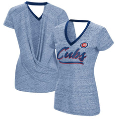 Chicago Cubs Touch Women's Halftime Back Wrap Top V-Neck T-Shirt - Royal T-shirts