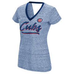 Chicago Cubs Touch Women's Halftime Back Wrap Top V-Neck T-Shirt - Royal T-shirts