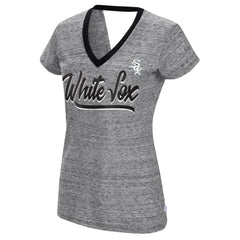 Chicago White Sox Touch Women's Halftime Back Wrap Top V-Neck T-Shirt - Black T-shirts