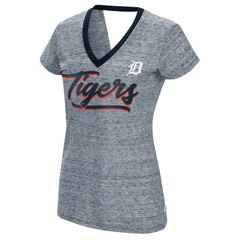 Detroit Tigers Touch Women's Halftime Back Wrap Top V-Neck T-Shirt - Navy T-shirts