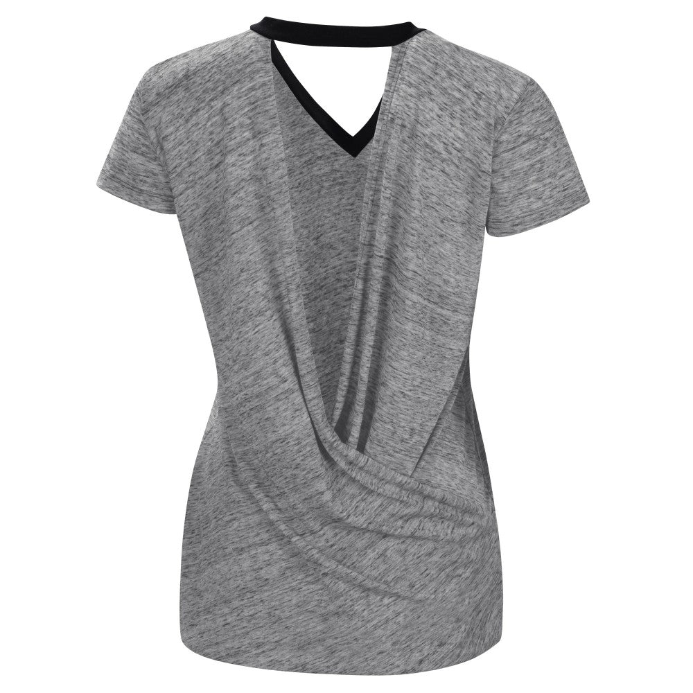 Miami Marlins Touch Women's Halftime Back Wrap Top V-Neck T-Shirt - Black T-shirts