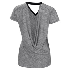 Miami Marlins Touch Women's Halftime Back Wrap Top V-Neck T-Shirt - Black T-shirts